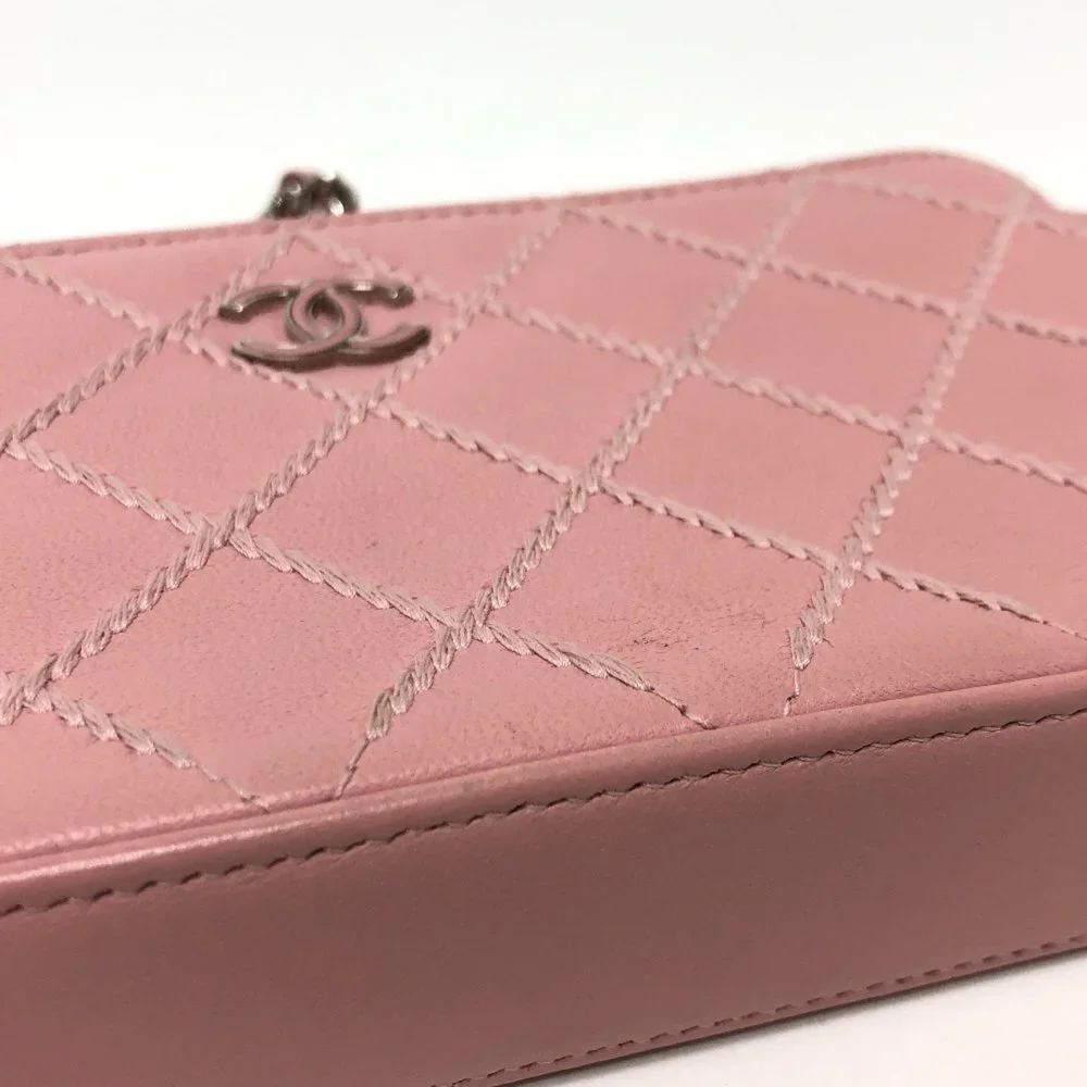 CHANEL Pink Lambskin Leather Logo Wallet - Picture 8 of 16